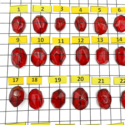 Red Amber Crystal Cut Cabochon