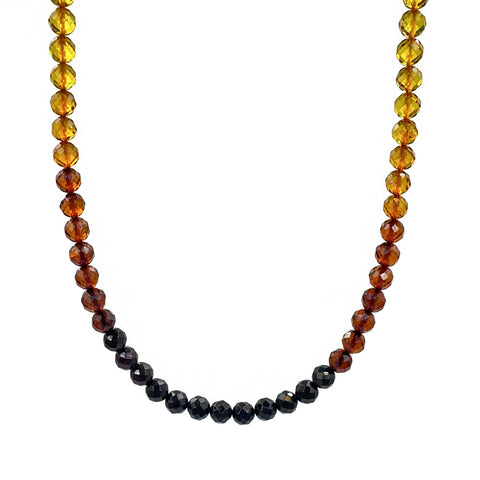 Rainbow Amber Faceted Round Beads Necklace