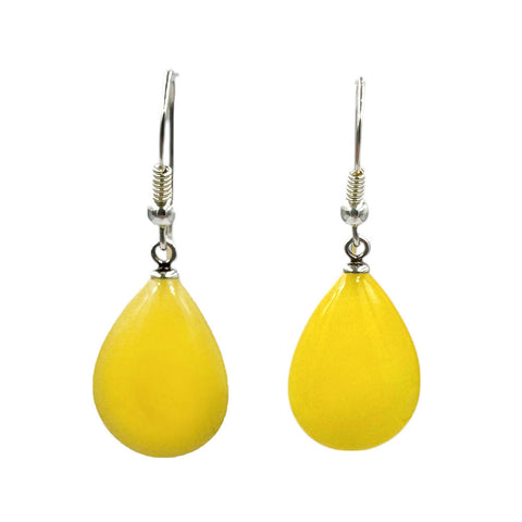 Milky Amber Drop Dangle Earrings Sterling Silver