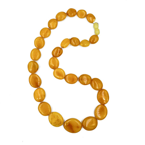 Antique Amber Bean Beads Necklace