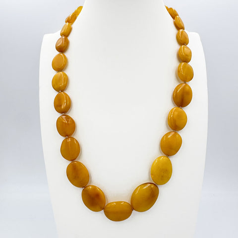 Antique Amber Bean Beads Necklace