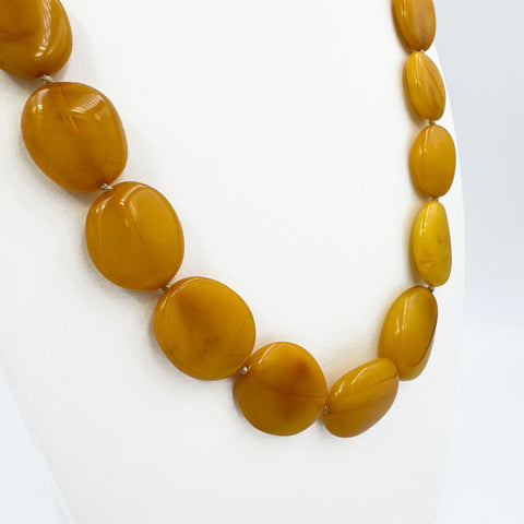 Antique Amber Bean Beads Necklace