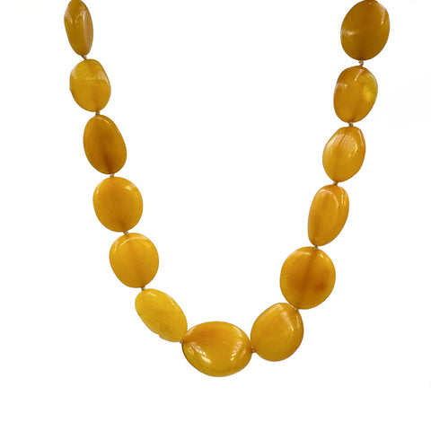 Antique Amber Bean Beads Necklace