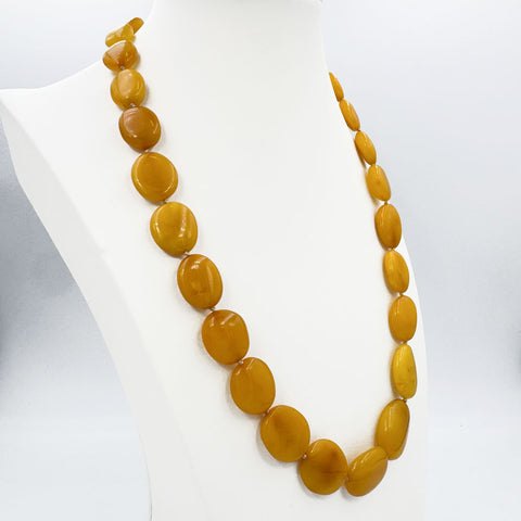 Antique Amber Bean Beads Necklace