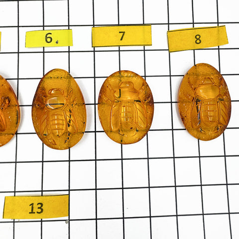 Cognac Amber Carved Bee Cabochons