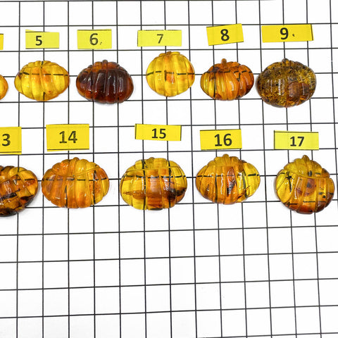 Cognac Amber Carved Pumpkin Cabochons