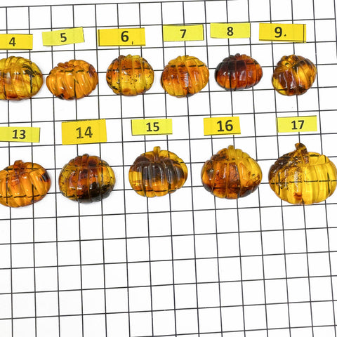 Cognac Amber Carved Pumpkin Cabochons