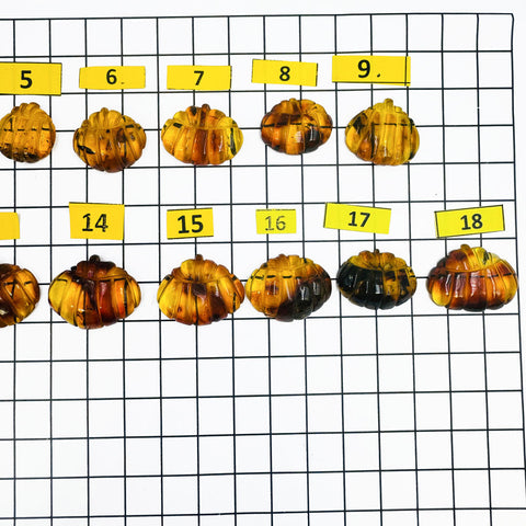 Cognac Amber Carved Pumpkin Cabochons