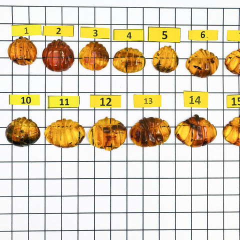 Cognac Amber Carved Pumpkin Cabochons