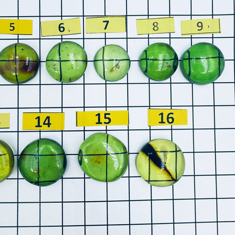 Green Amber Handmade Round Shape Cabochons