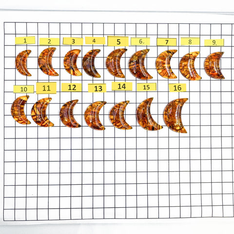 Cognac Amber Moon Shape Cabochons