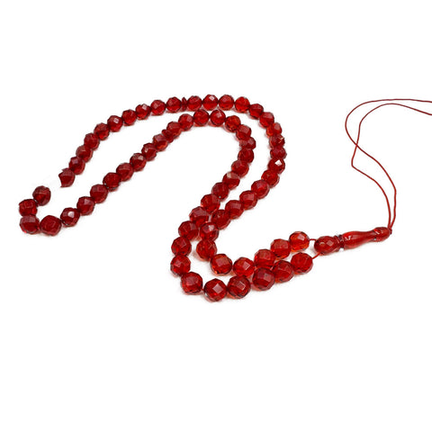 Red Amber Feceted Round Shape Beads 8.5 mm Islamic Prayer Beads