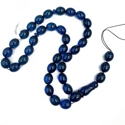 Blue Amber Olive Shape 12 mm Islamic Prayer Beads