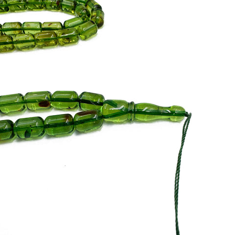 Green Amber Barrel Shape 8.5mm Islamic Prayer Beads