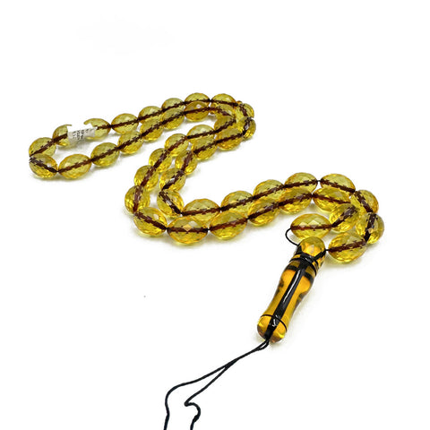 Baltic Green Amber Faceted Olive Shape 10 mm Islamic Prayer Beads