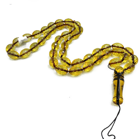 Baltic Green Amber Faceted Olive Shape 10 mm Islamic Prayer Beads