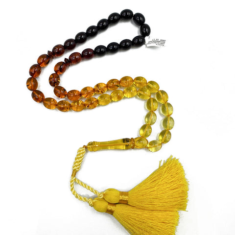 Gradient Amber Olive Shape 12x10 mm mm Islamic Prayer Beads