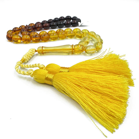Gradient Amber Olive Shape 12x10 mm mm Islamic Prayer Beads