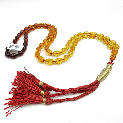 Gradient Amber Olive Shape 7mm mm Islamic Prayer Beads