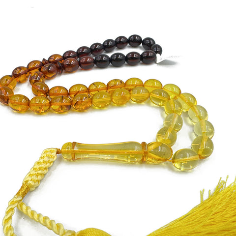 Gradient Amber Olive Shape 12x10 mm mm Islamic Prayer Beads