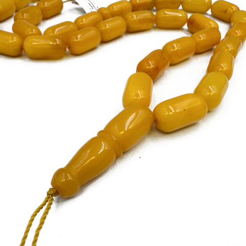 Antique Amber Barrel Shape 9.5 mm Islamic Prayer Beads