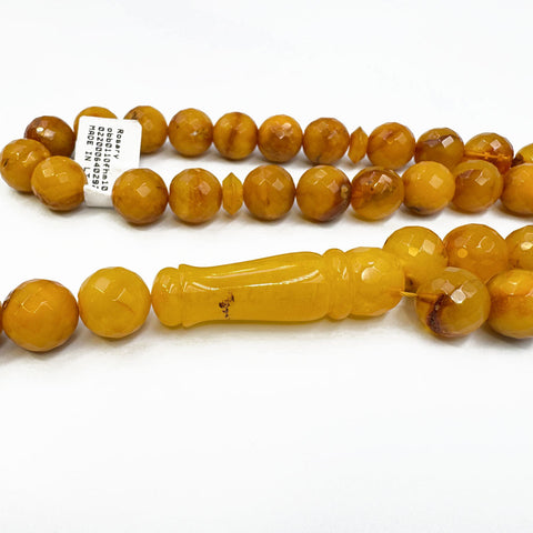 Antique Amber Faceted Round Shape 11 mm Islamic Prayer Bead