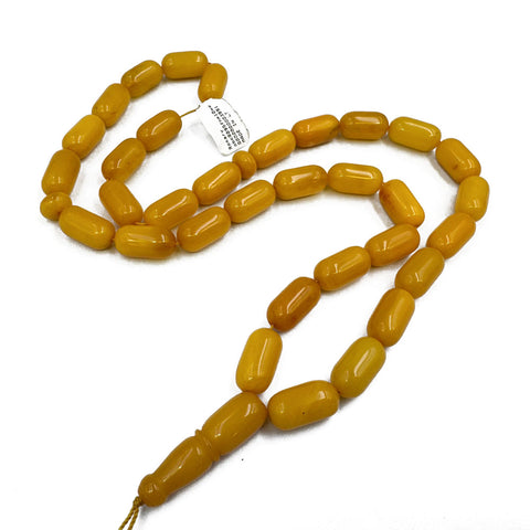 Antique Amber Barrel Shape 9.5 mm Islamic Prayer Beads