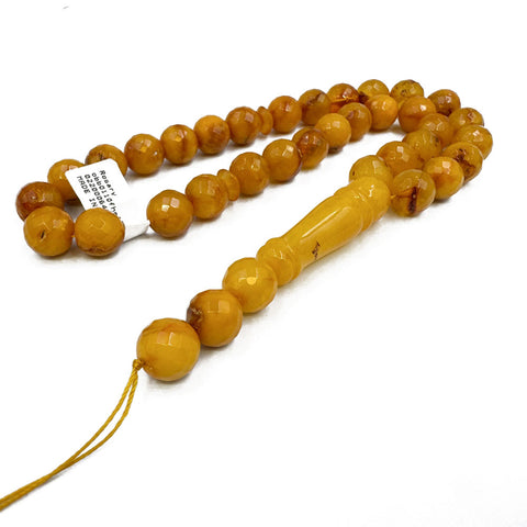 Antique Amber Faceted Round Shape 11 mm Islamic Prayer Bead
