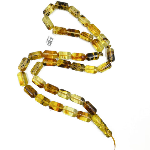 Transparent With Fossil Amber Barrel 10 mm Islamic Prayer Beads