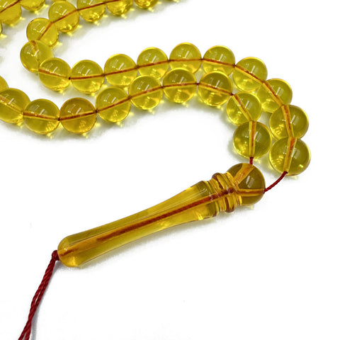 Transparent Amber Round Shape 10 mm Islamic Prayer Beads