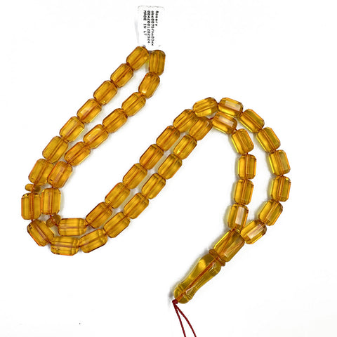 Transparent Amber Faceted Barrel Shape 7.5 mm Islamic Prayer Beads