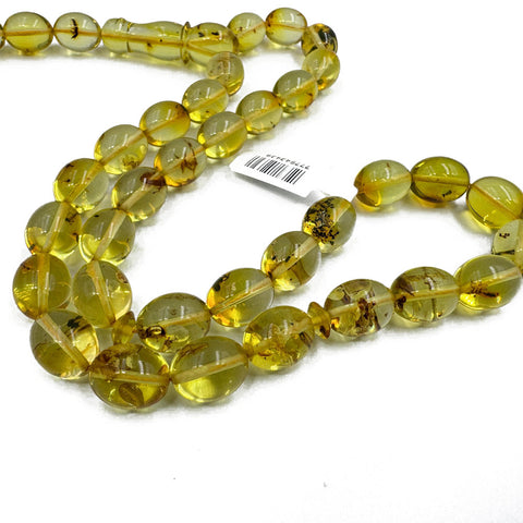 Natural Amber Egg Shape 13x10 mm Islamic Prayer Beads With Insects