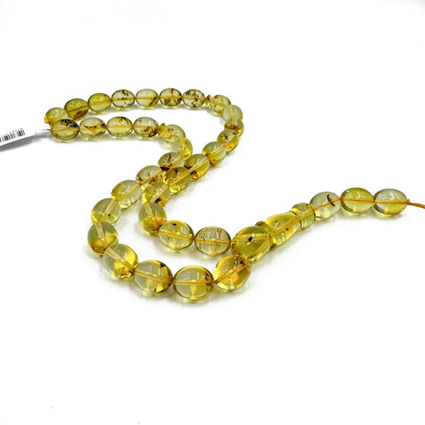 Natural Amber Egg Shape 13x10 mm Islamic Prayer Beads With Insects