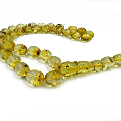 Natural Amber Egg Shape 13x10 mm Islamic Prayer Beads With Insects