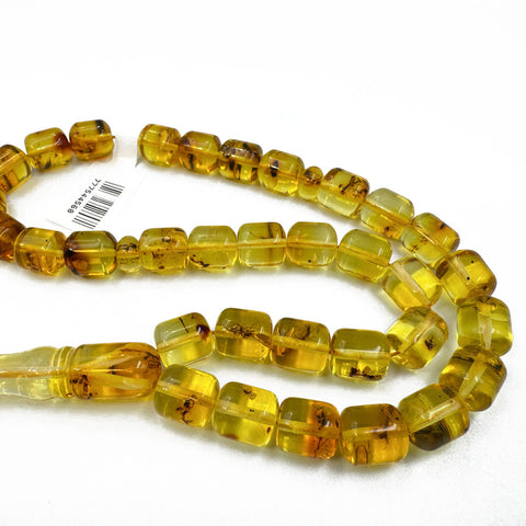 Natural Amber Barrel Shape 8 mm Islamic Prayer Beads With Insects