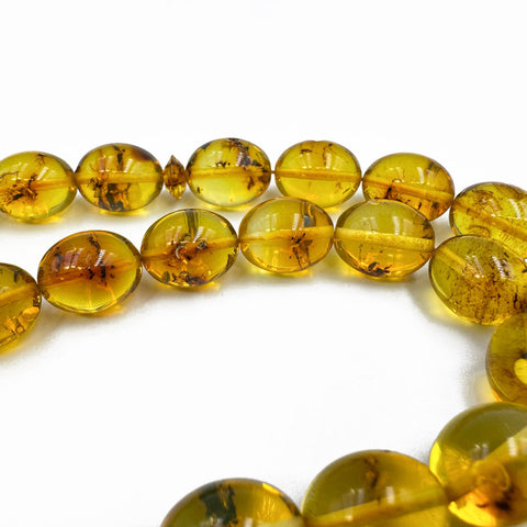 Natural Amber Olive Shape 13x10 mm mm Islamic Prayer Beads With Insects