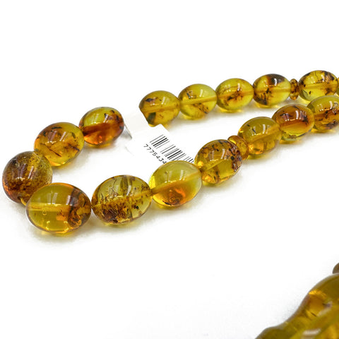 Natural Amber Olive Shape 13x10 mm mm Islamic Prayer Beads With Insects