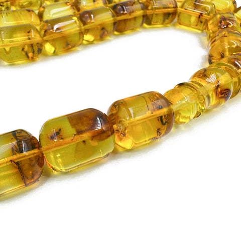 Natural Amber Barrel Shape 13.5 mm Islamic Prayer Beads With Insects