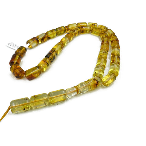 Natural Amber Barrel Shape 8 mm Islamic Prayer Beads With Insects