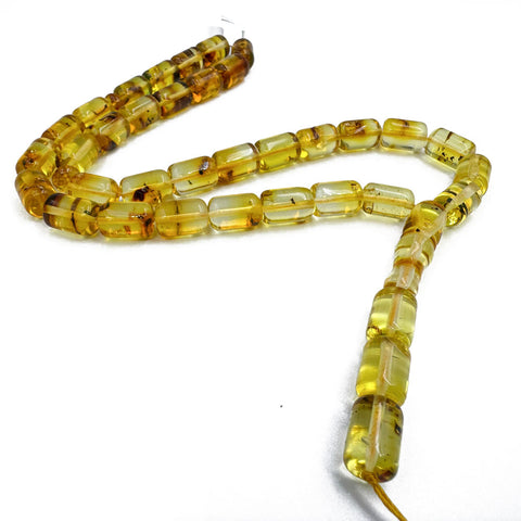 Natural Amber Barrel Shape 8 mm Islamic Prayer Beads With Insects