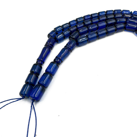 Blue Amber Barrel Shape Beads 8.5 mm Islamic Prayer Beads