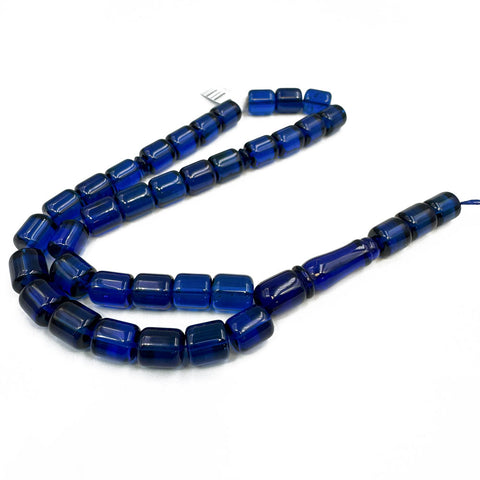 Blue Amber Barrel Shape Beads 8.5 mm Islamic Prayer Beads