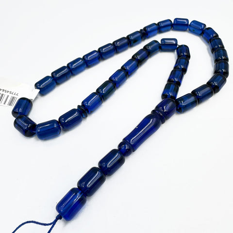 Blue Amber Barrel Shape Beads 7 mm Islamic Prayer Beads