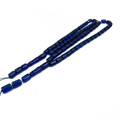 Blue Amber Barrel Shape Beads 8.5 mm Islamic Prayer Beads