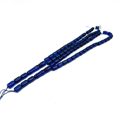 Blue Amber Barrel Shape Beads 7 mm Islamic Prayer Beads