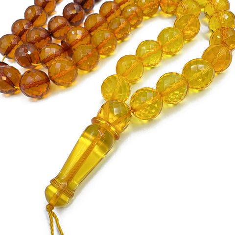Gradient Amber Faceted Round Shape 13 mm Islamic Prayer Beads