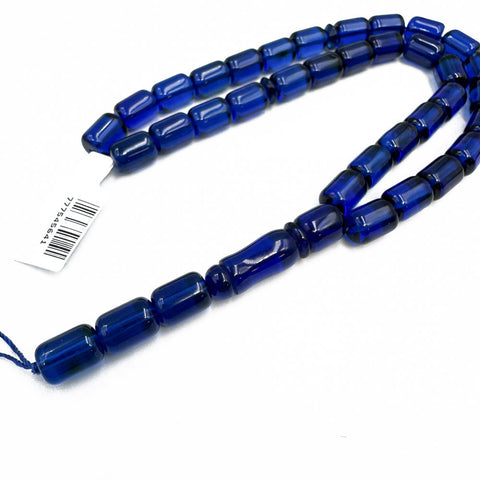 Blue Amber Barrel Shape Beads 7 mm Islamic Prayer Beads