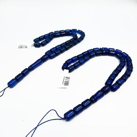 Blue Amber Barrel Shape Beads 7 mm Islamic Prayer Beads