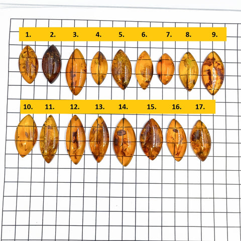 Cognac Amber Marquise Shape Cabochons