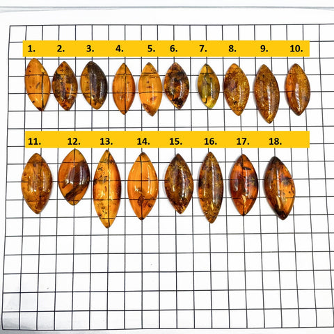 Cognac Amber Marquise Shape Cabochons